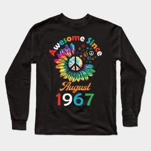 Funny Birthday Quote, Awesome Since August 1967, Retro Birthday Long Sleeve T-Shirt